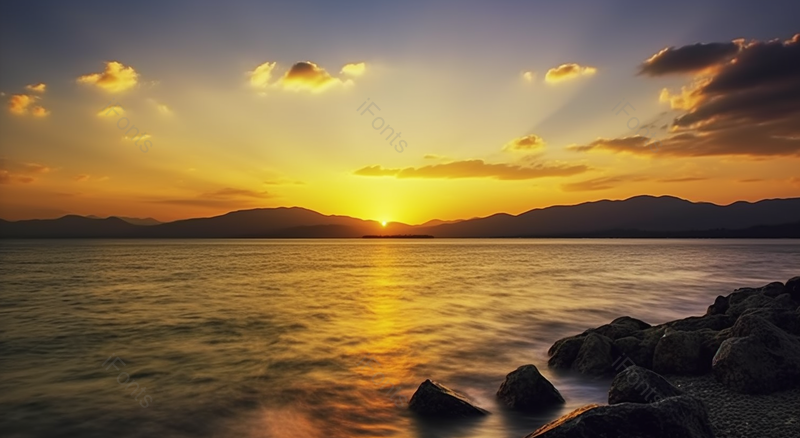 黄色日出阳光四射海面太阳风景背景,高清,摄影图,摄影图片,图片大全,摄影图免费下载